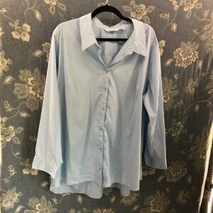 Lemon Way pastel blue button up shirt size 2X